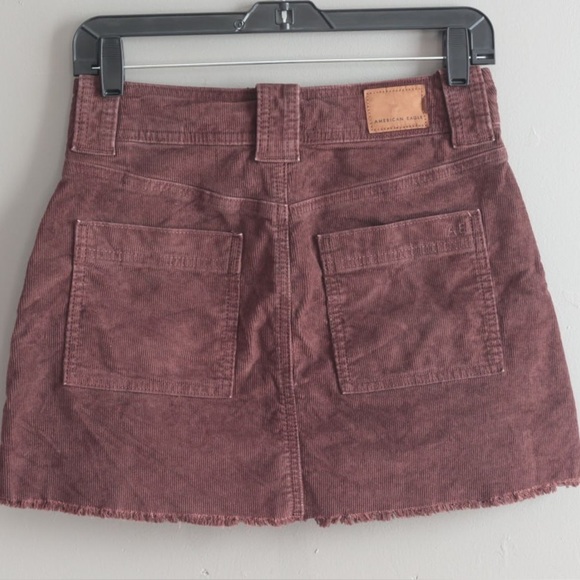 AMERICAN EAGLE WOMEN'S SUPER HIGH RISE A LINE CORDUROY MINISKIRT SZ 0 Y2K BROWN - Picture 2 of 12